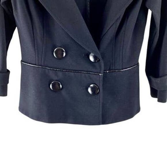 CACHE Double Breasted Asymmetrical Blazer Suit Jacket Black - Picture 3 of 7